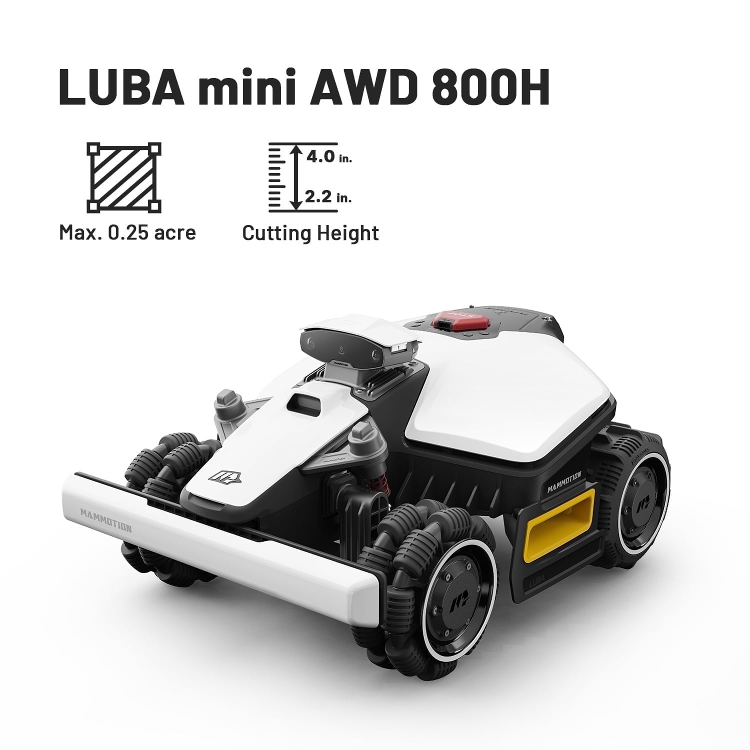 Walmart exclusive discounts  Walmart Black Friday Deals 2025 - Mammotion LUBA Mini AWD 800H Robot Lawn Mower, Reception 0.2 Acre, Max 0.25 Acre Coverage,All-Wheel Drive 80% Slope, UltraSense AI Vision & App Control, With 4G,Adjustable Cut Height 2.2&q