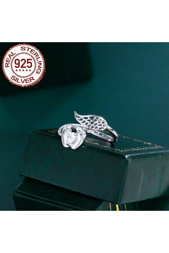 Mammy of An Angle Ring Heart Cubic Zircon Women Jewelry Opening 925 Silver Gift