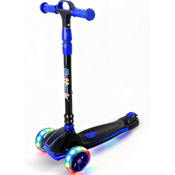 MammyGOL foldable Boys Kick scooter LED flashing wheels Or Girls Scooter available DIY Sticks for children Youth aged 4-12 with a T-bar handle