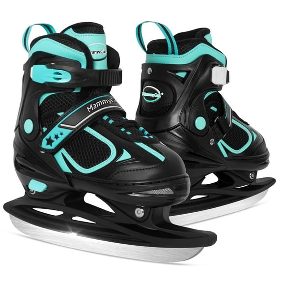 MammyGol Adjustable Ice Skates for Kids Boys Girls, Ice Hockey Skates, Teal Ice Skating Size 5 6 7 8 for Beginner