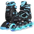 thumbnail image 1 of MammyGol Adjustable Inline Skates with Light-Up Wheels for Boys Girls Outdoor Sports, Comfort Youth Kids Skates Teal 5-8, 1 of 6