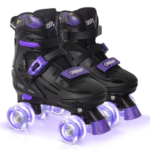 MammyGol Adjustable Roller Skates for Kids Boys Girls- Teen Youth Age 5-8 6 7 8 Cool Racing Car Indoor Outdoor Gift Idea for Birthdays Christmas Purple