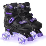 MammyGol Adjustable Roller Skates for Kids Boys Girls- Teen Youth Age 6-12 8 9 10 Cool Racing Car Indoor Outdoor Gift Idea for Birthdays Christmas Purple