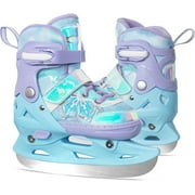 MammyGol Kids Toddler Ice Skates - 4 Size Adjustable Hockey Skates with Warm Plush Lining, Triple Safety Ankle Support, Stainless Steel Blades - Boys and Girls Aged 4-12