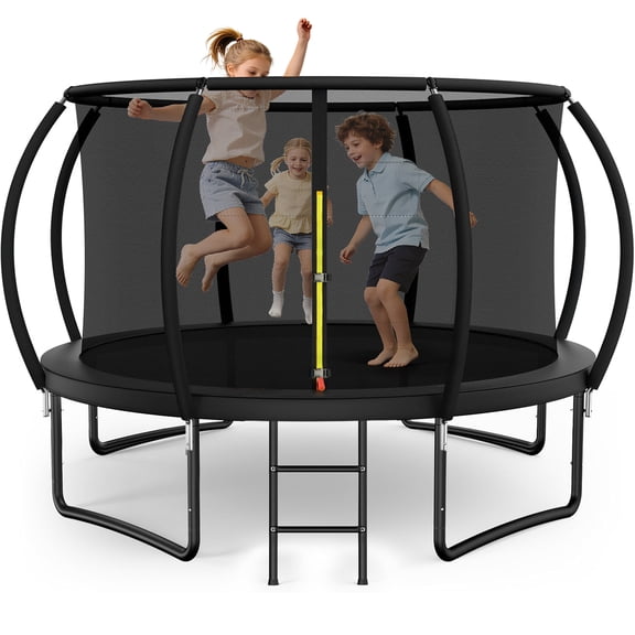 MammyGol Trampoline 8FT 12FT 14FT , Recreational Trampolines with Enclosure Net and Ladder, Outdoor Trampoline for Kids and Adults