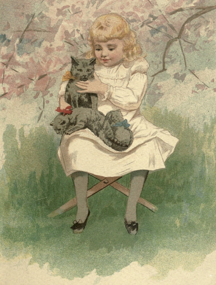 Mammys Baby c1890 Three kittens Canvas Art - Ida Waugh (18 x 24)