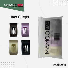 MamooJan Jaw Clips Pack of 4 – Large Rectangular Hair Claw Clips for Women – Strong Hold, Non-Slip, Comfortable Hair Clips for Thick & Thin Hair – Black, Brown, Beige & Purple