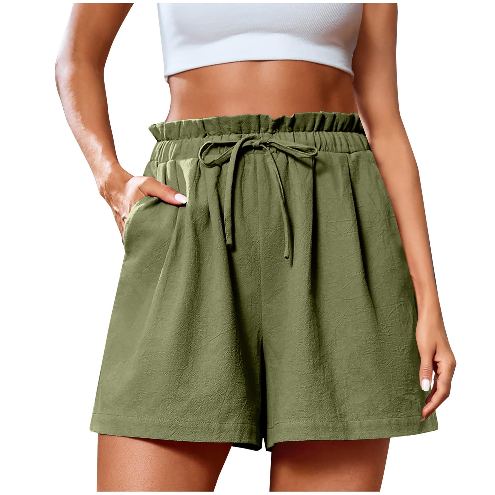 Mamvis Womens Cargo Shorts High-waisted Tight Fashion Package Hip ...