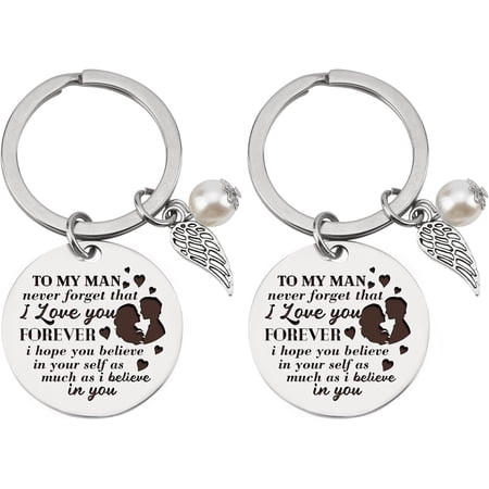 To My Man 1.18" Keychain Lettering Round Charm Keychain Stainless Steel Bag Key Ring Car Key Pendant Gifts from Wife to Husband Christmas Birthday for DIY