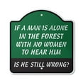 thumbnail image 1 of Man Is Alone In The Forest No Women Is He Still Wrong? 10” x 10” Sign | Indoor/Outdoor Plastic | SignMission Designer Novelty Gift Funny Joke Gag Road Garage, 1 of 4