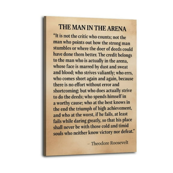 The Man In The Arena Framed Poster Inspirational Wall Art-1 Poster Wrapped Wooden Frame Wall Decor,Canvas Wall Art for Living Room,Bedroom,Office,Ready to Hang