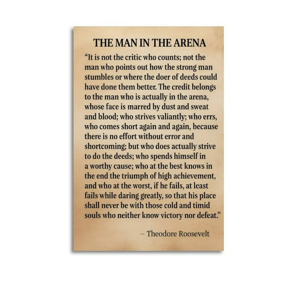 The Man In The Arena Framed Poster Inspirational Wall Art-1 Poster Wrapped Wooden Frame Wall Decor,Canvas Wall Art for Living Room,Bedroom,Office,Ready to Hang