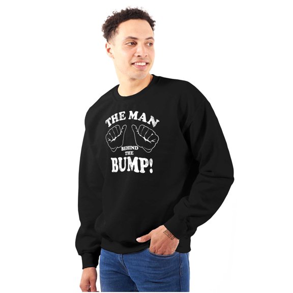 Man Behind The Bump Baby Announcement Men's Crewneck Sweatshirt Brisco Brands S