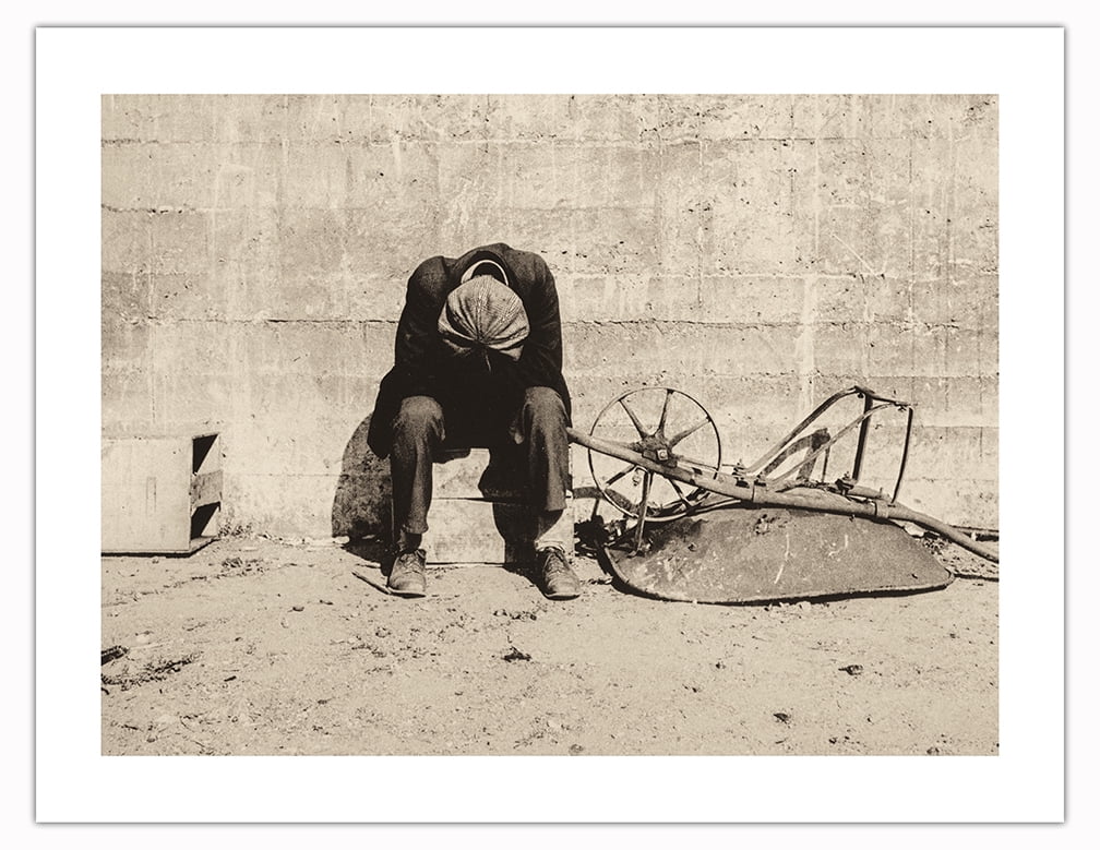 Man Beside Wheelbarrow San Francisco, California Vintage B&W
