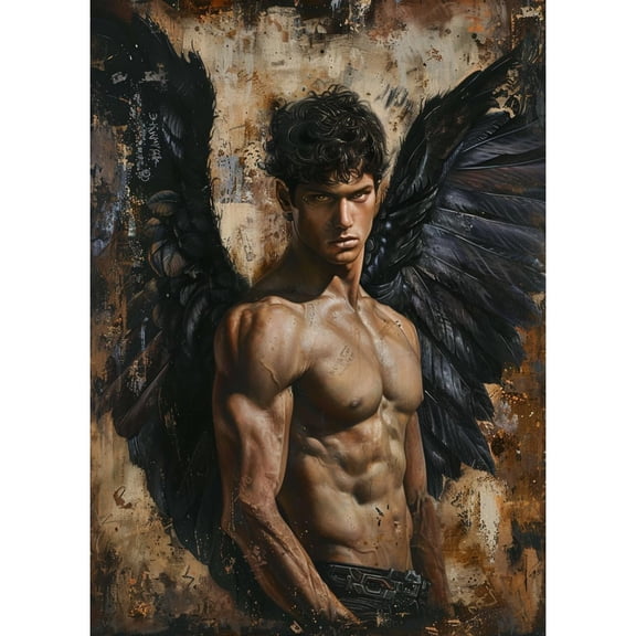 Man with Black Wing DIY 5D Diamond Art Paint with Full Drill Round Diamond Gems Painting by Number Kits for Adults Art Craft Home Wall Decoration 15.8x19.8in(2)