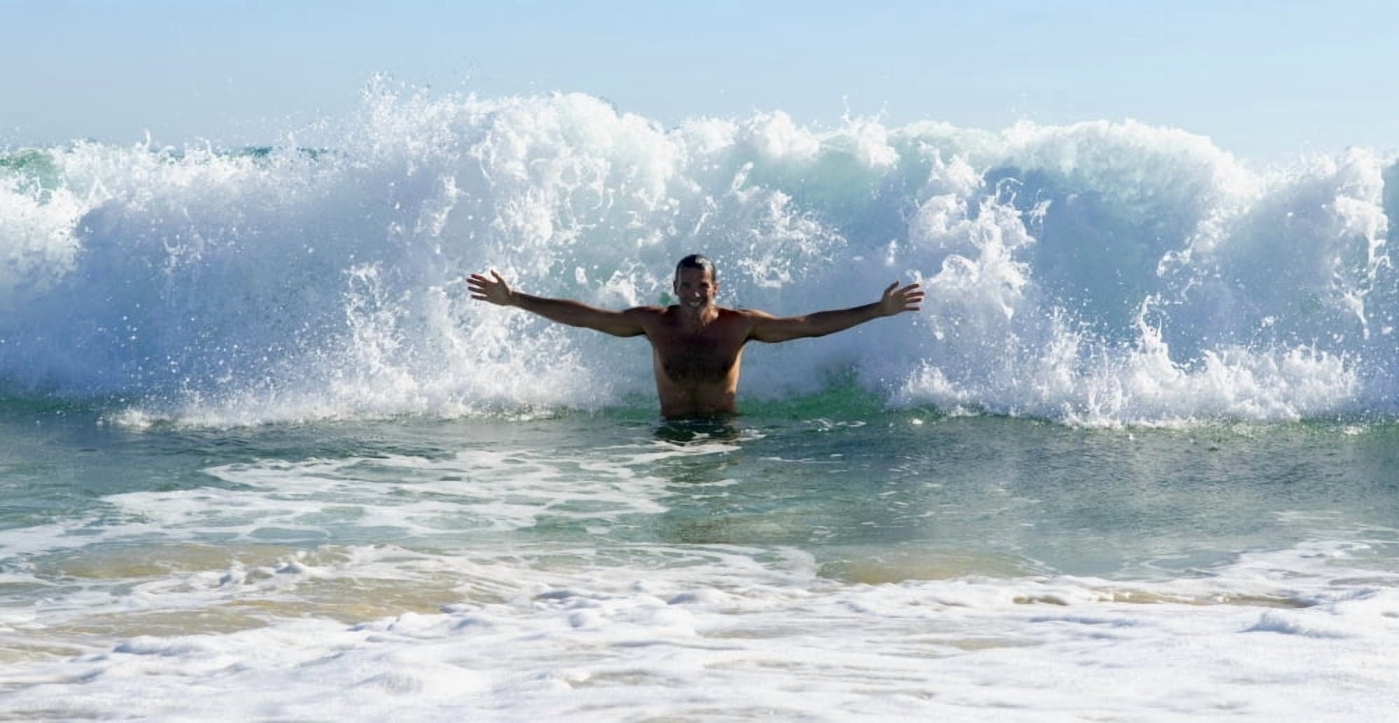 Man Body Surfing Canvas Art - Ben Welsh Design Pics (44 x 23)