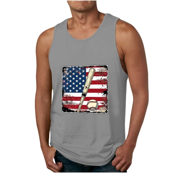 Man Camisole Tank Vests 4th of July Baseball Graphic Vest Tops for Man Boat Neck Sport Gym Brunch Running Fall Summer Vests 2026 Clothes Fashion 3XL
