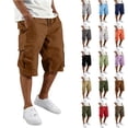 thumbnail image 1 of Man Cargo Shorts Solid-Color Loose Casual Shorts Mens Shorts with Pockets Mens Shorts Elastic Waist Workwear Shorts Capris Shorts for Men, Coffee-XL, 1 of 7