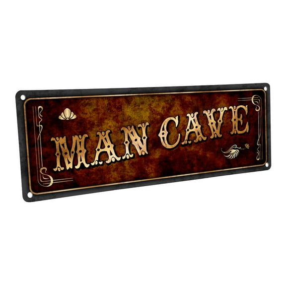 Man Cave 4"x12" Metal Sign, Wall Décor for Mancave, Den, and Gameroom