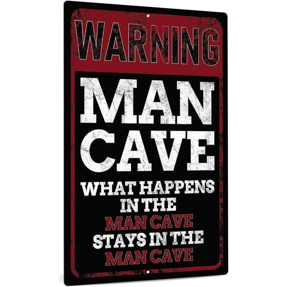 Man Cave Decor, 12x8 Inches Aluminum Metal Wall Sign for Bars, Cafes Pubs, Office, Kitchen, Home Coffee Station, Gifts for Men, Dad, Son