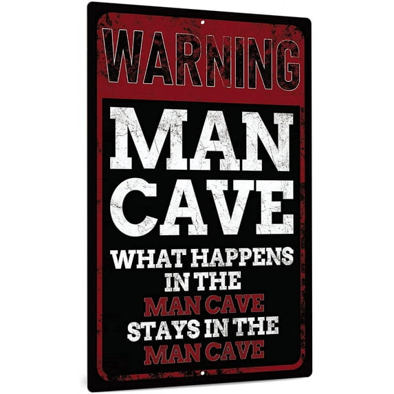Man Cave Decor, 12x8 Inches Aluminum Metal Wall Sign for Bars, Cafes Pubs, Office, Kitchen, Home Coffee Station, Gifts for Men, Dad, Son