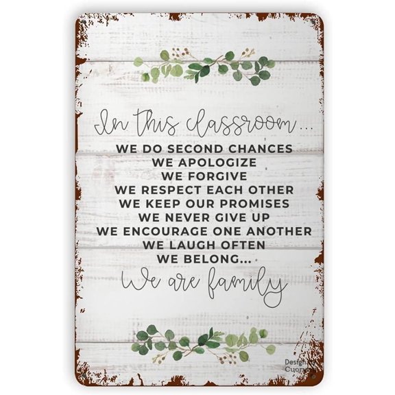 Man Cave Decor Classroom Family Teacher Poster Student Family Art Teacher Digital Wall Art Shiplap Classroom Farmhouse Rustic Class Metal Signs Vintage Garage 12 X 8 Inch