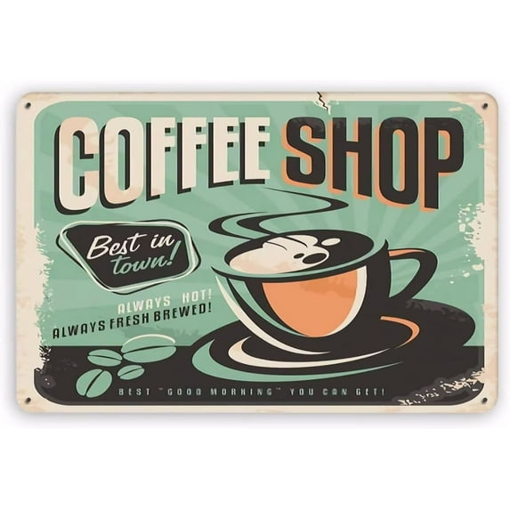 Man Cave Decor Coffee Shopmetal Sign,cafe Wall,coffee Entertainment Sign,bar Bookstore Coffee Sign 18x12inches Vintage