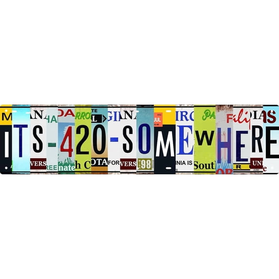 Man Cave Decor It's 420 Somewhere Metal Tin Sign Funny Street Signs Unique Wall Decor for Home Bar Diner Pub 16 x 4 Inches