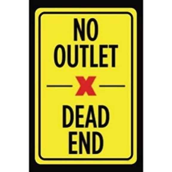 Man Cave Decor Metal Tin Sign No Outlet Dead End Print Yellow Black Red Picture Symbol Notice Driving Road Street Outdoor Sign Metal Sign For Wall Artmetal Sign Gift Size 12x8 Inch Vintage
