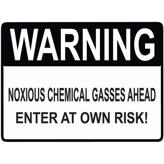 Man Cave Decor Metal Tin Sign Warning Noxious Chemical Gasses Ahead Enter At Own Risk; Sign Metal Sign For Wall Artmetal Sign Gift Size 12x8 Inch Vintage