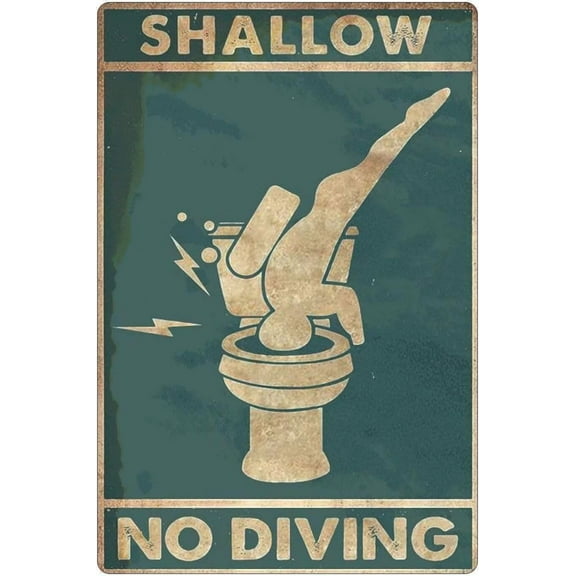 Man Cave Decor Retro Vintage Metal Tin Sign Shallow No Diving Metal Poster Bar Restaurant Living Room Kitchen Garage Personalized Home Art Wall Ation Plaque12x8 Inch