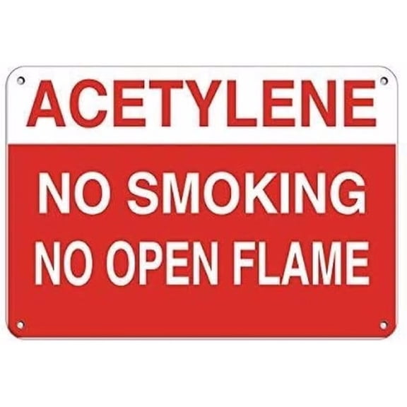 Man Cave Decor Warning Sign Acetylene No Smoking No Open Flames Hazard Sign Flammable Road Sign Business Sign 18x12 Inches Traffic Sign Tin Painting Wall Aluminum Metal Tin Sign Vintage