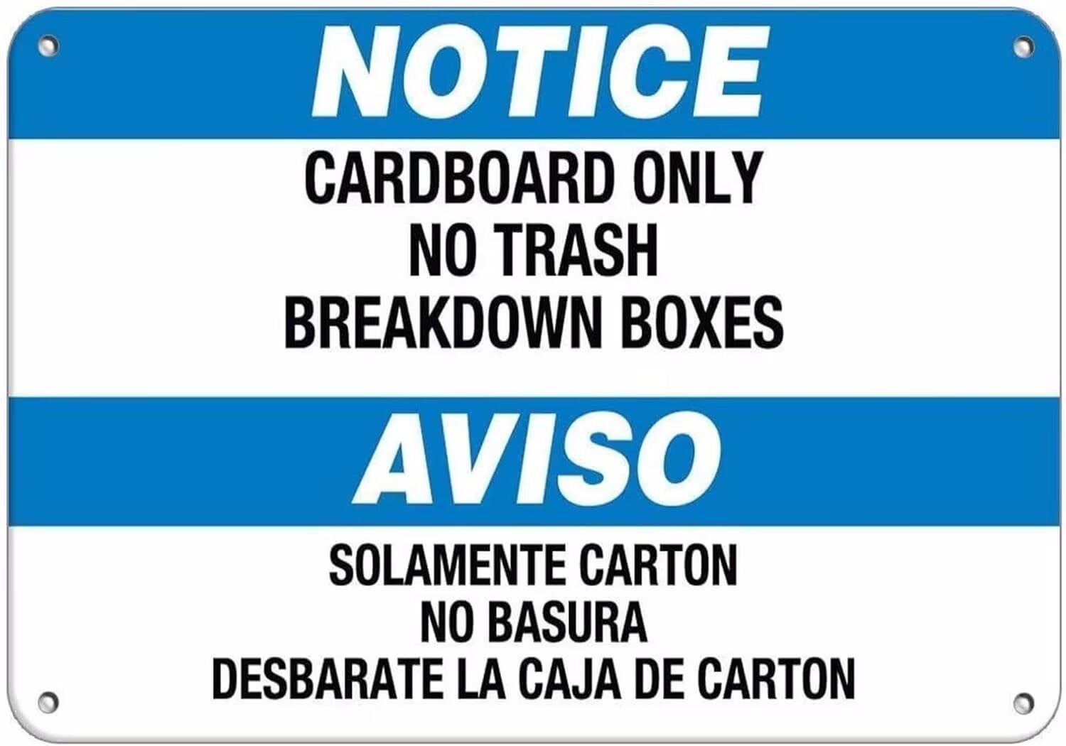 Man Cave Decor Warning Sign Notice Cardboard Only No Trash Breakdown ...