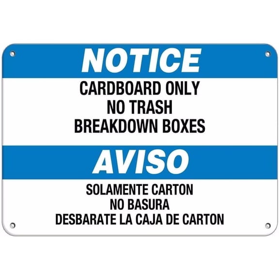 Man Cave Decor Warning Sign Notice Cardboard Only No Trash Breakdown Boxes Road Sign Business Sign 8x12 Inches Traffic Sign Tin Painting Wall Aluminum Metal Tin Sign Vintage