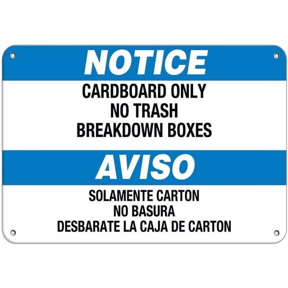 Man Cave Decor Warning Sign Notice Cardboard Only No Trash Breakdown Boxes Road Sign Business Sign 8x12 Inches Traffic Sign Tin Painting Wall Aluminum Metal Tin Sign Vintage