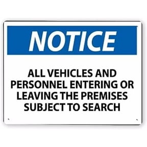 Man Cave Decor Warning Sign,notice Vehicles & Personnel Subject To Search,tin Painting Wall Traffic Sign Road Sign Business Sign 12x8 Inch Metal Tin Sign Vintage