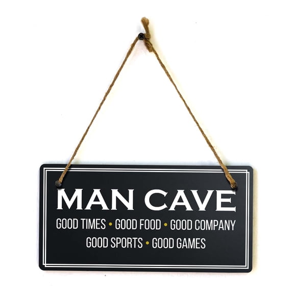 Man Cave Good Times - Good Food - Good Company - Good Sports - Good Games 5x10 Hanging Plus Wall or Door Sign | Home Decor