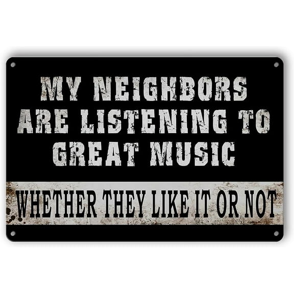 Man Cave Sign Funny Tin Signs Garage Signs For Men Vintage Metal Bar Signs Outdoor Patio Wall Decor My Neighbors Are Listening To Great Music Sign Garage Door Decorations Gift 8x12 Inch