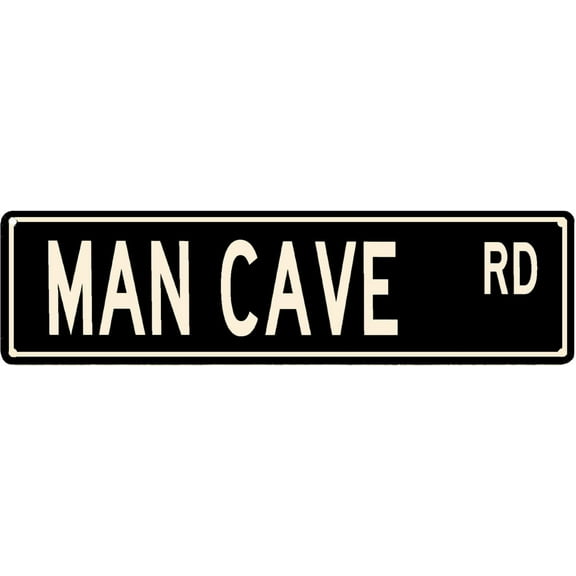 Man Cave Street Sign 16x4 Inch - Aluminum Vintage Retro Metal Tin Sign Wall Art for Garage, Home Bar, Game Room, or Office Decor – Man Cave Gifts For Men