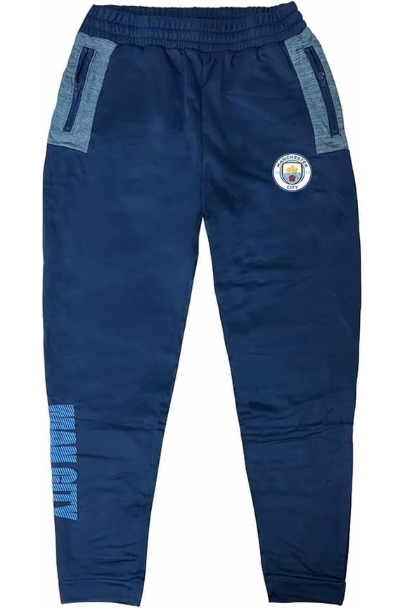 Man City Soccer Joggers, Navy/Sky Blue, 100% Polyester, YS-XXL