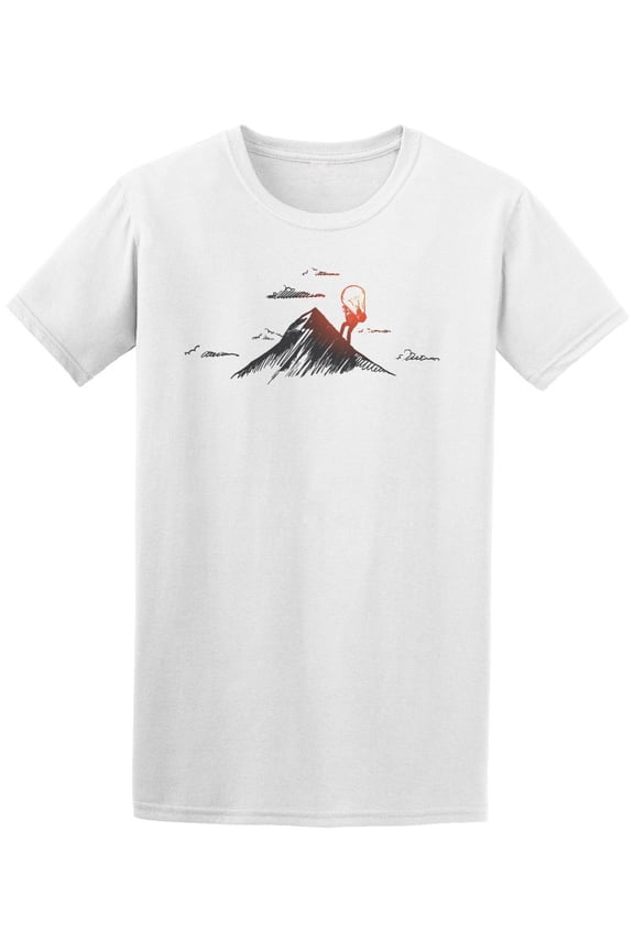 Man Climbing Mountain Light Bulb Tee Men's -Image by Shutterstock