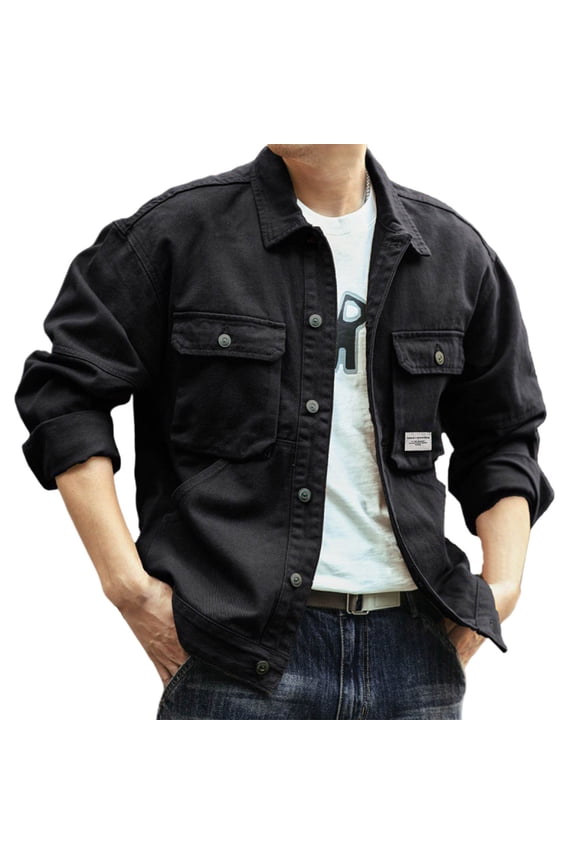 Man Collared Turtleneck Neck Denim Lounge Jackets Outfits for Man Long Short Sleeve Drop Shoulder Hippy Victorian Western Fall Winter Outfits 2026