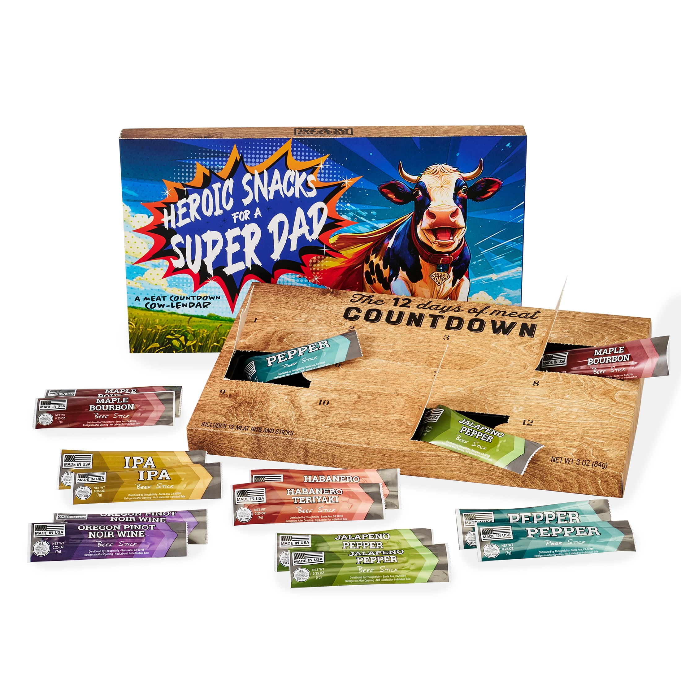 Man Crates Birthday Jerky 12 Day Calendar – Advent Calendar for Men with Gourmet Beef & Pork Sticks – Unique Birthday Gift Box for Him