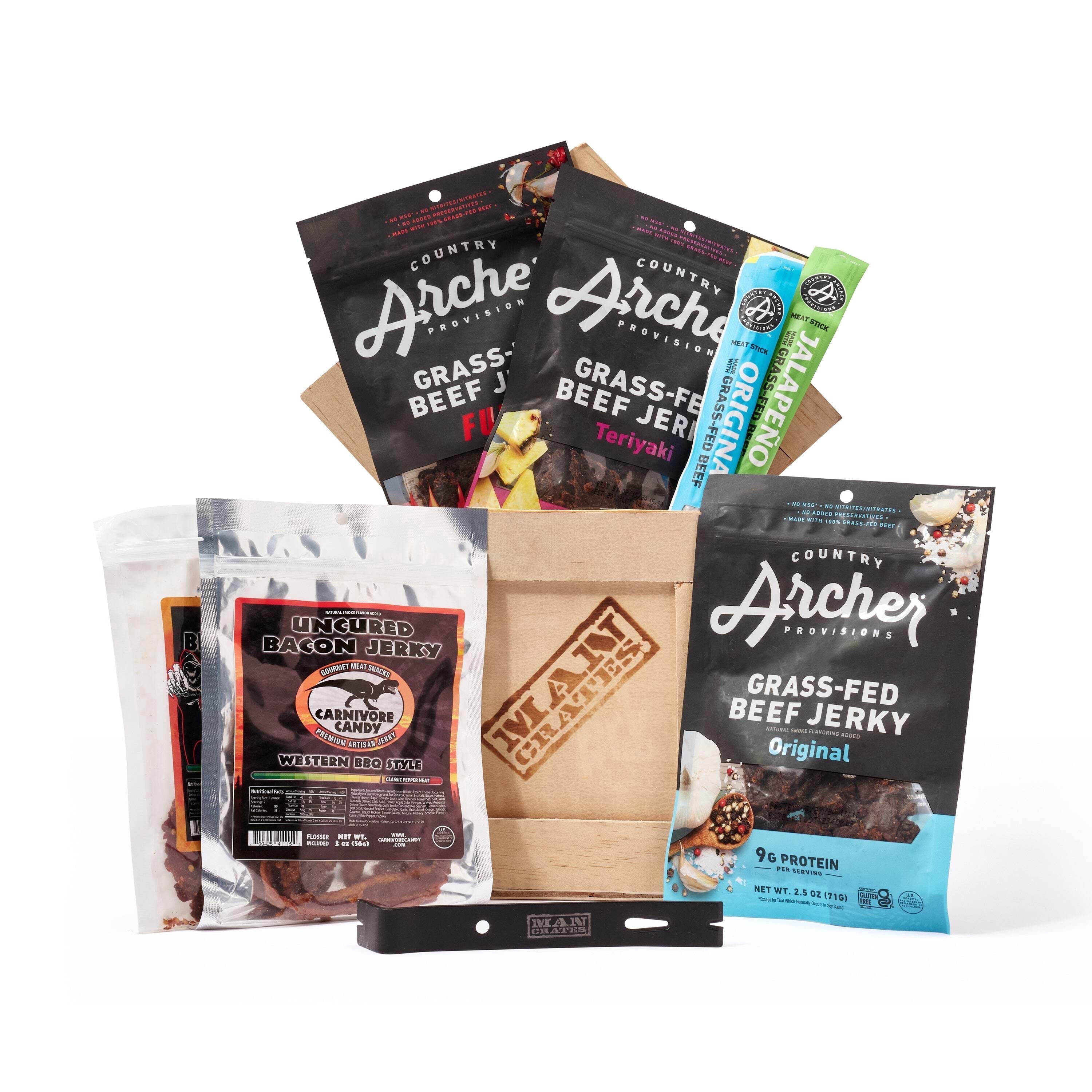 Man Crates Slaughterhouse Crate, Beef Sticks Variety Pack Gift Set for Men in Assorted Flavors for Father's Day Gifts
