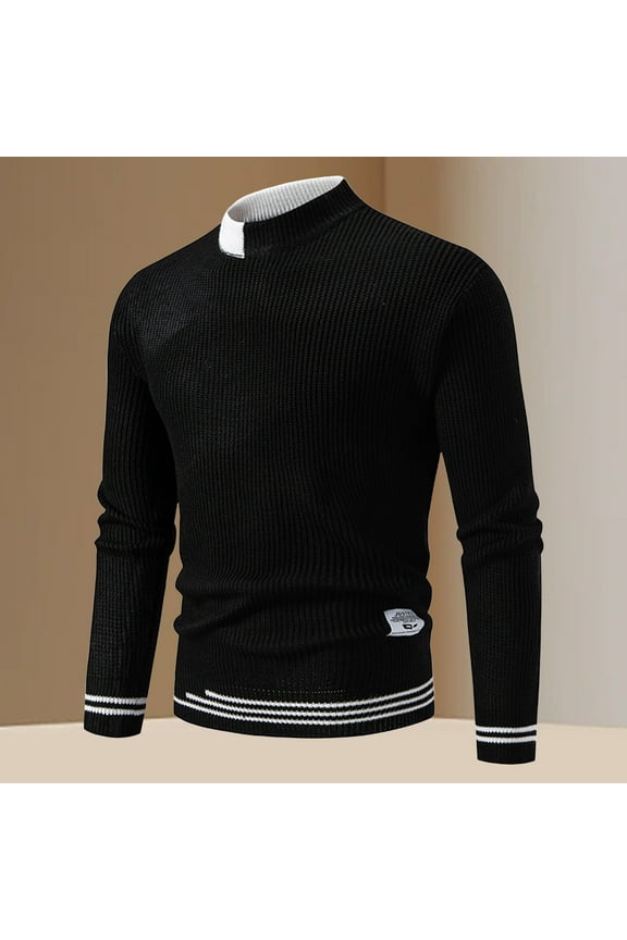 Man Crochet Knit Plain Slim Tunics for Man Long Sleeve Crew Neck Sweater Fall Winter 2025 Fashion