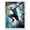 thumbnail image 1 of Man Doing Parkour Jump Pose Paint Splat Portrait Artwork Framed Wall Art Print A4, 1 of 4