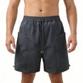 thumbnail image 1 of Man Drawstring Outdoor Hiking Shorts Solid-Color Loose Sporty Running Training Shorts with Pockets Mens Board Shorts Gray XXL, 1 of 4