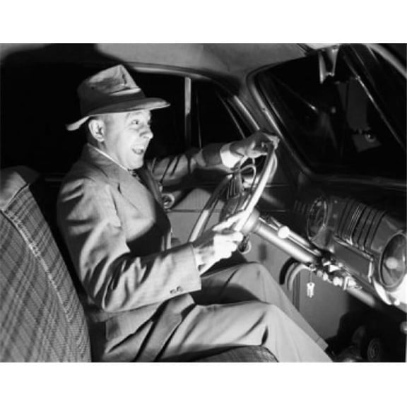 Man Driving a Car Poster Print - 18 x 24 in.