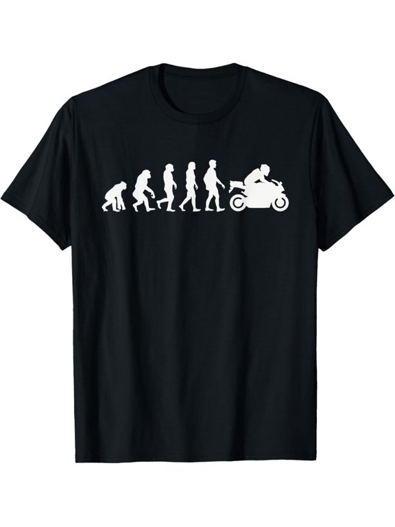 Man Evolution Motorcycle Crotch Rocket Sports Bike T-Shirt men and women can wear, black, white, gifts