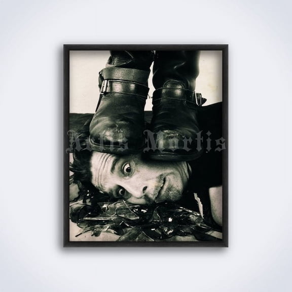 Man Face On Broken Glass, Vintage Circus Performance Photo, Retro Freak Show Poster